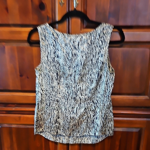 Leifsdottir Navy and Cream Sleeveless V-Neck Blouse, NWOT - Picture 4 of 5